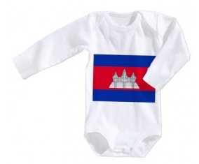 Body bébé Drapeau Cambodge taille 3/6 mois manches Longues