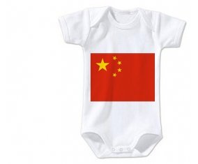 Body bébé Drapeau Chine taille 3/6 mois manches Courtes