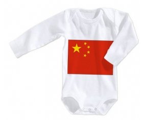 Body bébé Drapeau Chine taille 3/6 mois manches Longues