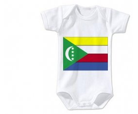 Body bébé Drapeau Comores taille 3/6 mois manches Courtes