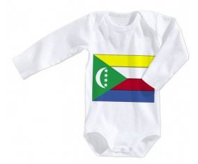 Body bébé Drapeau Comores taille 3/6 mois manches Longues