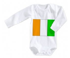 Body bébé Drapeau Côte d'Ivoire taille 3/6 mois manches Longues