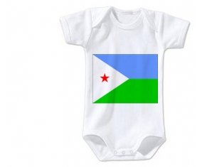 Body bébé Drapeau Djibouti taille 3/6 mois manches Courtes