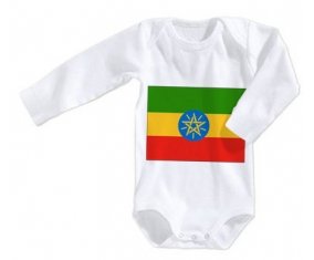 Body bébé Drapeau Ethiopie taille 3/6 mois manches Longues