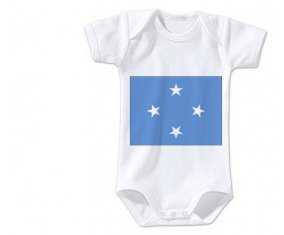 Body bébé Drapeau États fédérés de Micronésie taille 3/6 mois manches Courtes