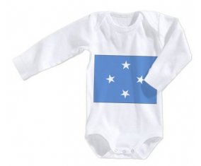 Body bébé Drapeau États fédérés de Micronésie taille 3/6 mois manches Longues