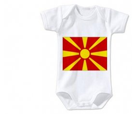 Body bébé Drapeau Macédoine du Nord taille 3/6 mois manches Courtes