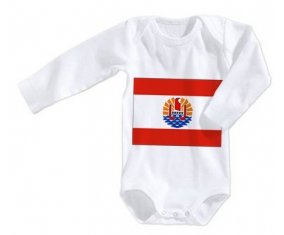 Body bébé Drapeau Polynésie française taille 3/6 mois manches Longues