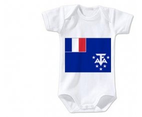 Body bébé Drapeau Terres australes françaises taille 3/6 mois manches Courtes