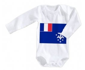 Body bébé Drapeau Terres australes françaises taille 3/6 mois manches Longues