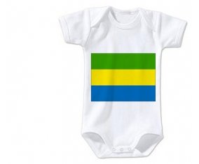 Body bébé Drapeau Gabon taille 3/6 mois manches Courtes