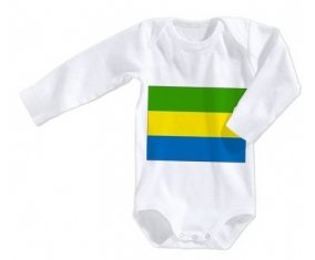 Body bébé Drapeau Gabon taille 3/6 mois manches Longues
