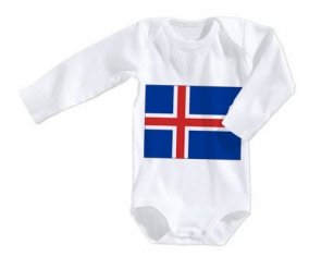Body bébé Drapeau Islande taille 3/6 mois manches Longues
