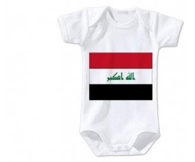 Body bébé Drapeau Irak taille 3/6 mois manches Courtes