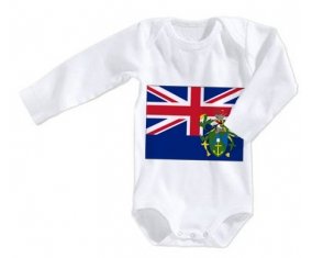 Body bébé Drapeau Îles Pitcairn taille 3/6 mois manches Longues