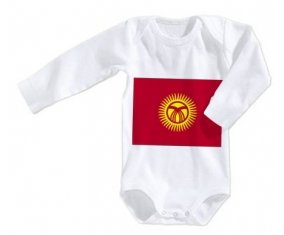 Body bébé Drapeau Kirghizistan taille 3/6 mois manches Longues