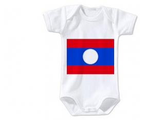 Body bébé Drapeau Laos taille 3/6 mois manches Courtes