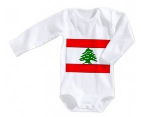 Body bébé Drapeau Liban taille 3/6 mois manches Longues