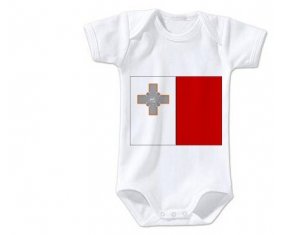 Body bébé Drapeau Malte taille 3/6 mois manches Courtes