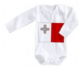 Body bébé Drapeau Malte taille 3/6 mois manches Longues