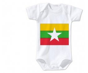 Body bébé Drapeau Myanmar taille 3/6 mois manches Courtes