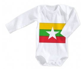 Body bébé Drapeau Myanmar taille 3/6 mois manches Longues