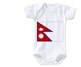 Body bébé Drapeau Népal taille 3/6 mois manches Courtes