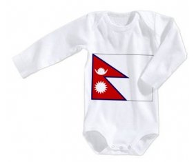 Body bébé Drapeau Népal taille 3/6 mois manches Longues