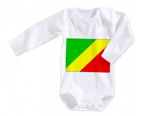 Body bébé Drapeau République du Congo taille 3/6 mois manches Longues