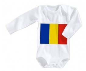 Body bébé Drapeau Roumanie taille 3/6 mois manches Longues