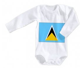 Body bébé Drapeau Sainte-Lucie taille 3/6 mois manches Longues