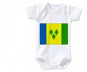 Body bébé Drapeau Saint-Vincent-et-les-Grenadines taille 3/6 mois manches Courtes