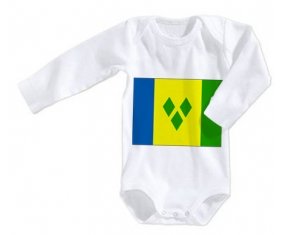 Body bébé Drapeau Saint-Vincent-et-les-Grenadines taille 3/6 mois manches Longues