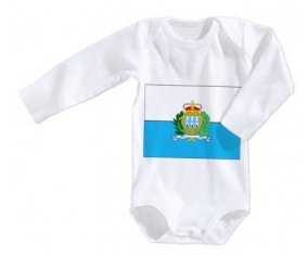 Body bébé Drapeau Saint Marin taille 3/6 mois manches Longues