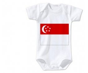 Body bébé Drapeau Singapour taille 3/6 mois manches Courtes