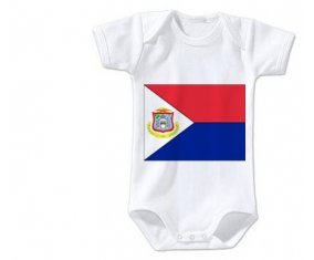 Body bébé Drapeau Sint Maarten taille 3/6 mois manches Courtes