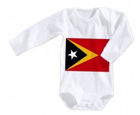 Body bébé Drapeau Timor Leste taille 3/6 mois manches Longues