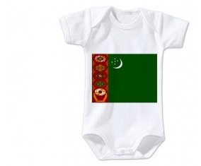 Body bébé Drapeau Turkménistan taille 3/6 mois manches Courtes