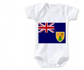 Body bébé Drapeau Îles Turques-et-Caïques taille 3/6 mois manches Courtes
