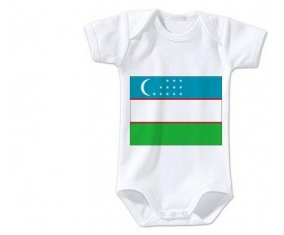 Body bébé Drapeau Ouzbékistan taille 3/6 mois manches Courtes
