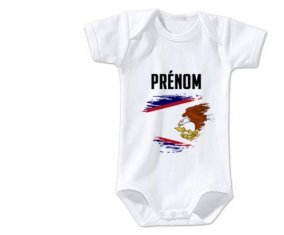 Body bébé Drapeau effet pinceau Samoa américaines avec prénom taille 3/6 mois manches Courtes