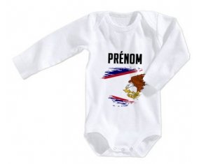 Body bébé Drapeau effet pinceau Samoa américaines avec prénom taille 3/6 mois manches Longues