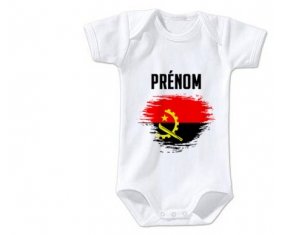 Body bébé Drapeau effet pinceau Angola avec prénom taille 3/6 mois manches Courtes
