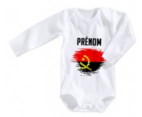Body bébé Drapeau effet pinceau Angola avec prénom taille 3/6 mois manches Longues