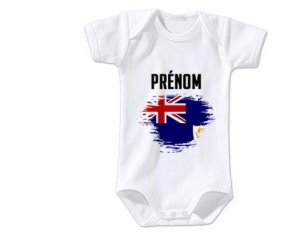 Body bébé Drapeau effet pinceau Anguilla avec prénom taille 3/6 mois manches Courtes