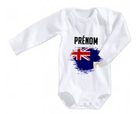 Body bébé Drapeau effet pinceau Anguilla avec prénom taille 3/6 mois manches Longues
