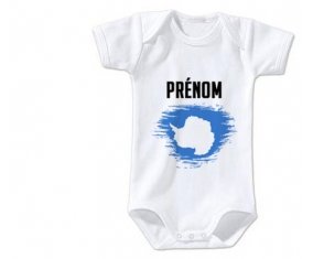 Body bébé Drapeau effet pinceau Antarctique avec prénom taille 3/6 mois manches Courtes