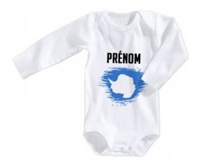 Body bébé Drapeau effet pinceau Antarctique avec prénom taille 3/6 mois manches Longues