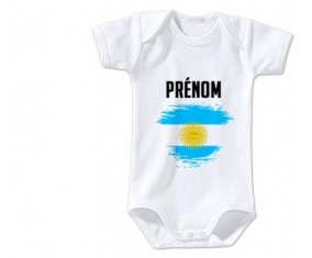 Body bébé Drapeau effet pinceau Argentine avec prénom taille 3/6 mois manches Courtes