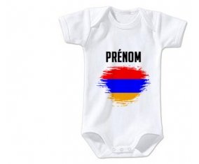 Body bébé Drapeau effet pinceau Arménie avec prénom taille 3/6 mois manches Courtes